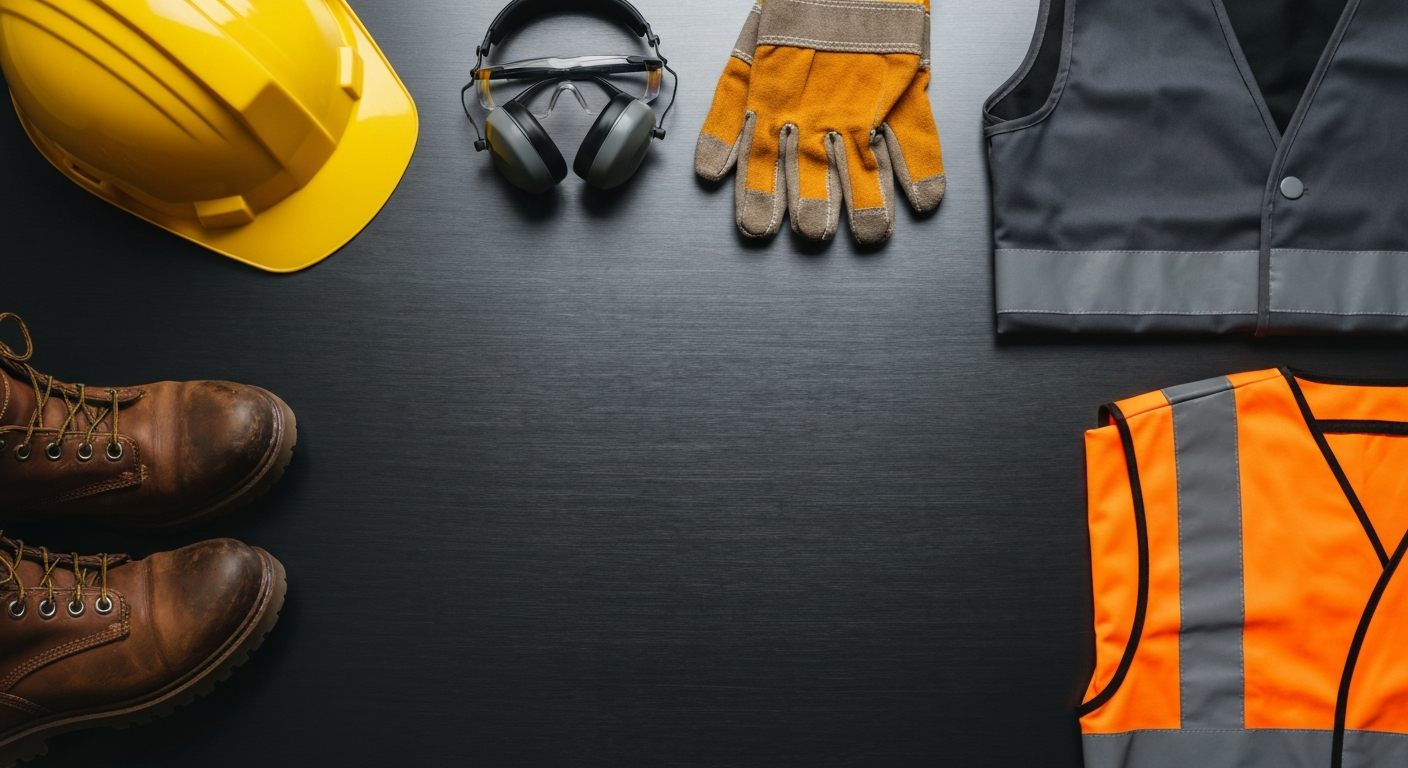 FeDeCo safety equipment laid out on a steel workbench